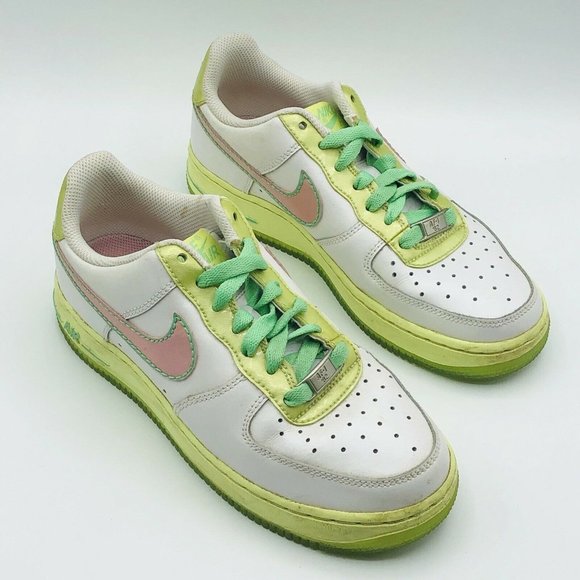 Nike Air Force AF1 82 GS Pink Lime Athletic Sneaker 314219-163 4Y Womens 5.5 - Picture 4 of 10